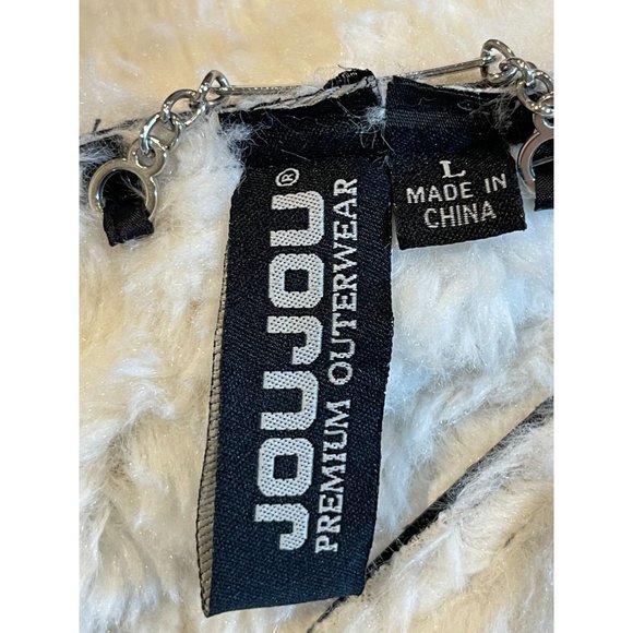 Jou Jou Womens Sherpa Leather Jacket Faux Fur Collar Front Button Black SZ Large - Picture 5 of 7